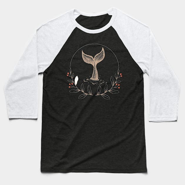 Whale Tail Art Baseball T-Shirt by NICHE&NICHE